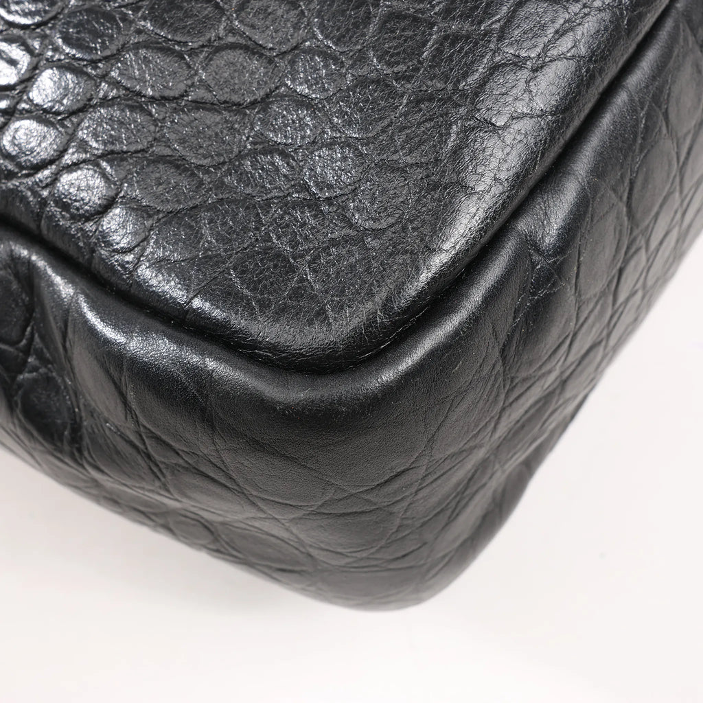 Saint Laurent Paris Sac de Jules Mock Croc Handbag in Black 480586