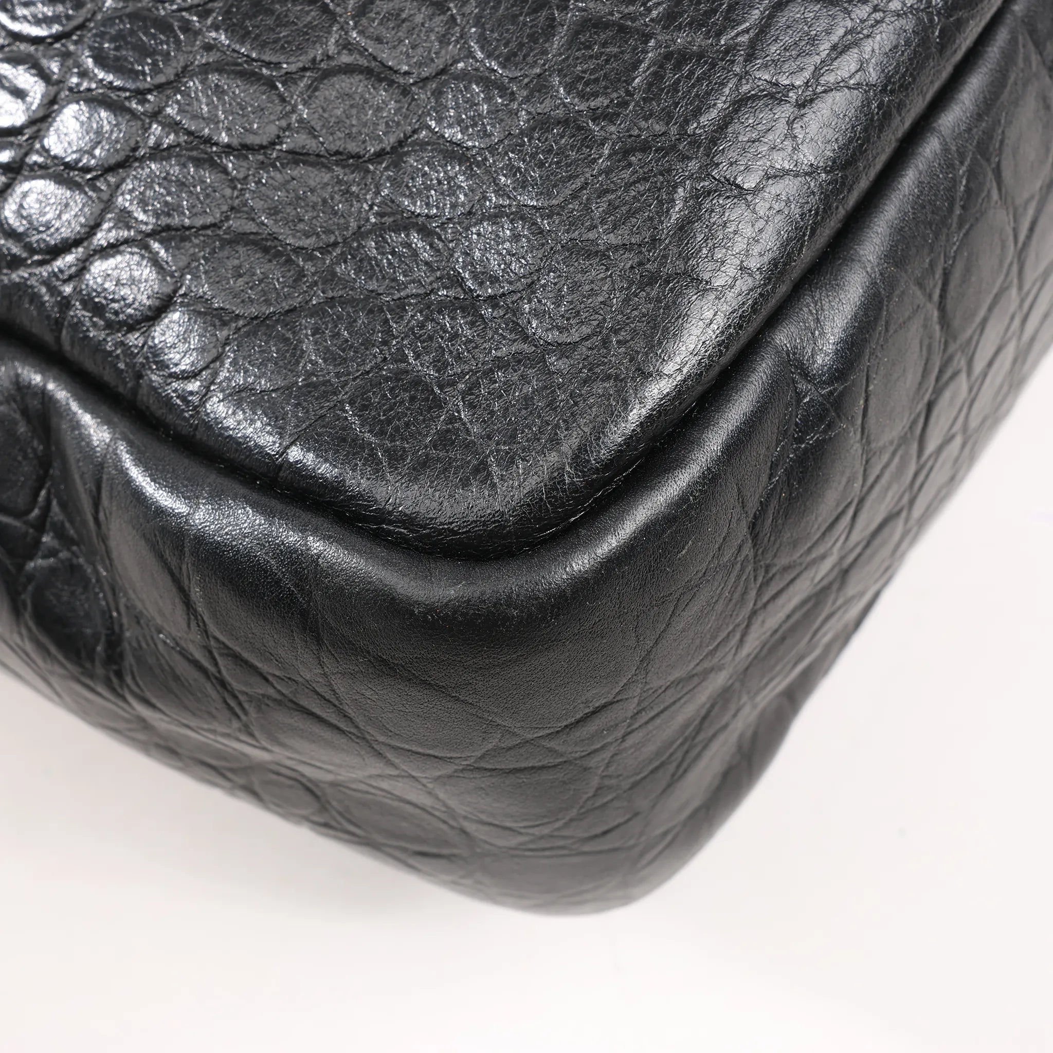Saint Laurent Paris Sac de Jules Mock Croc Handbag in Black 480586