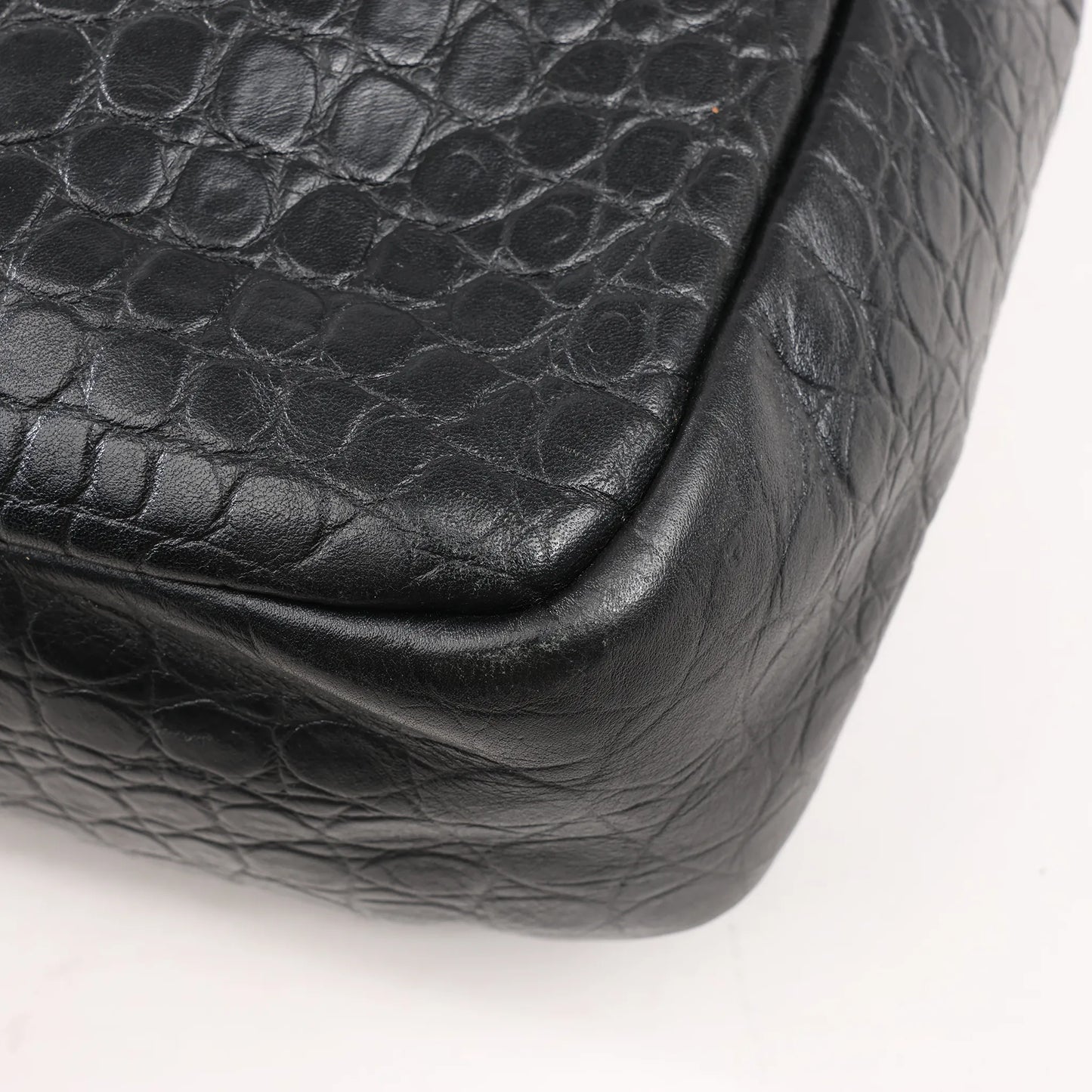 Saint Laurent Paris Sac de Jules Mock Croc Handbag in Black 480586