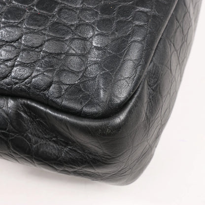 Saint Laurent Paris Sac de Jules Mock Croc Handbag in Black 480586