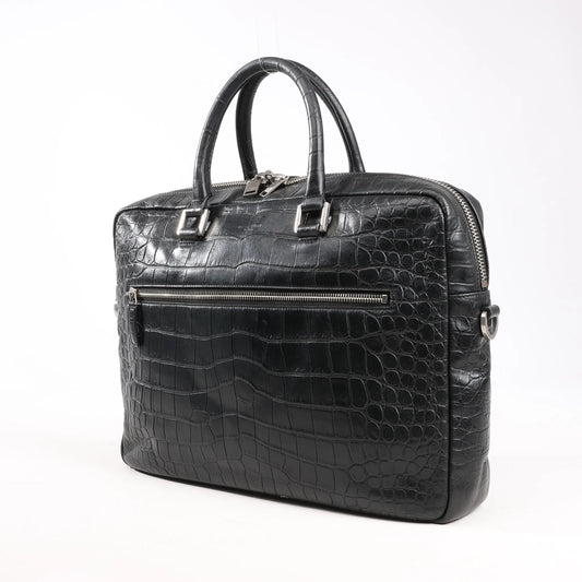 Saint Laurent Paris Sac de Jules Mock Croc Handbag in Black 480586