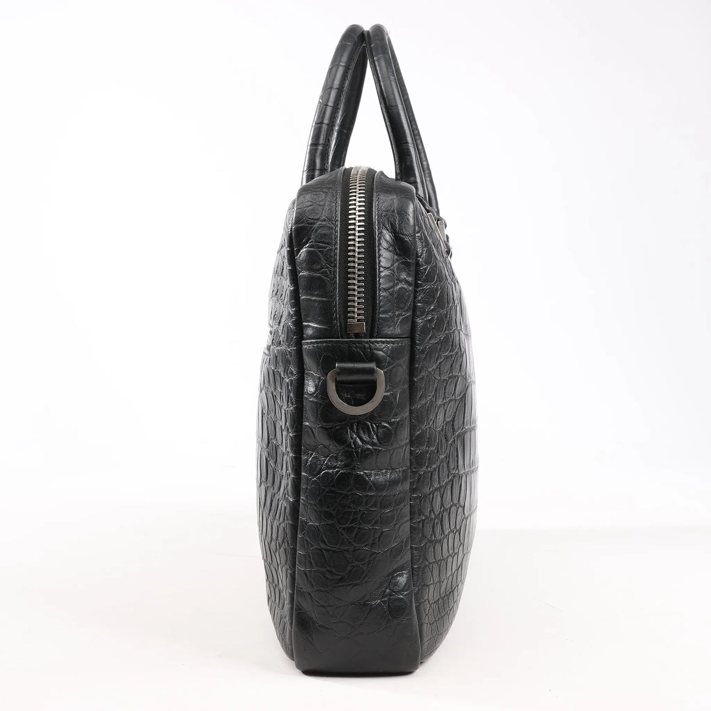 Saint Laurent Paris Sac de Jules Mock Croc Handbag in Black 480586