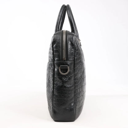 Saint Laurent Paris Sac de Jules Mock Croc Handbag in Black 480586