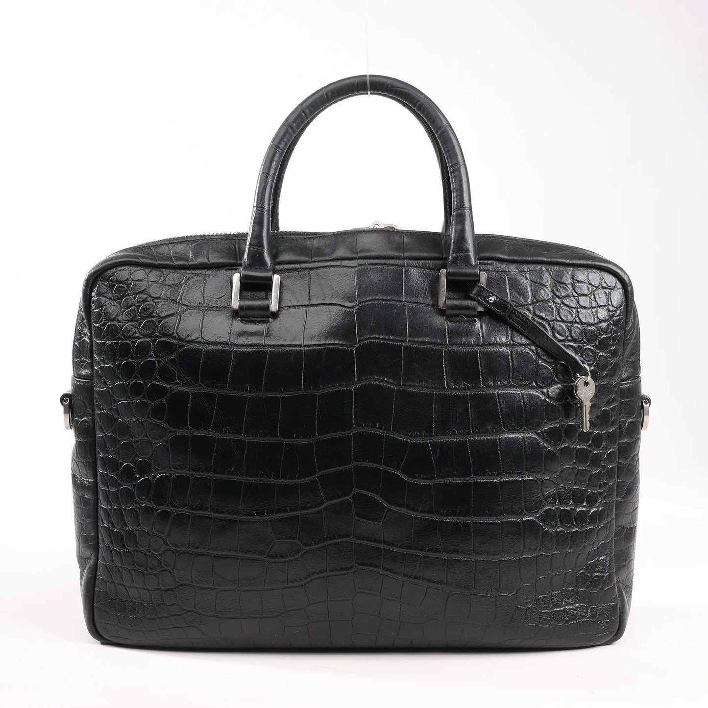 Saint Laurent Paris Sac de Jules Mock Croc Handbag in Black 480586