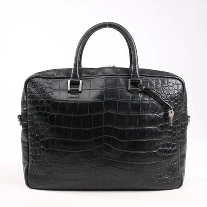 Saint Laurent Paris Sac de Jules Mock Croc Handbag in Black 480586