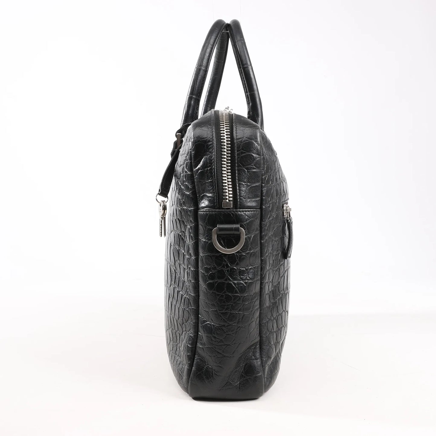 Saint Laurent Paris Sac de Jules Mock Croc Handbag in Black 480586