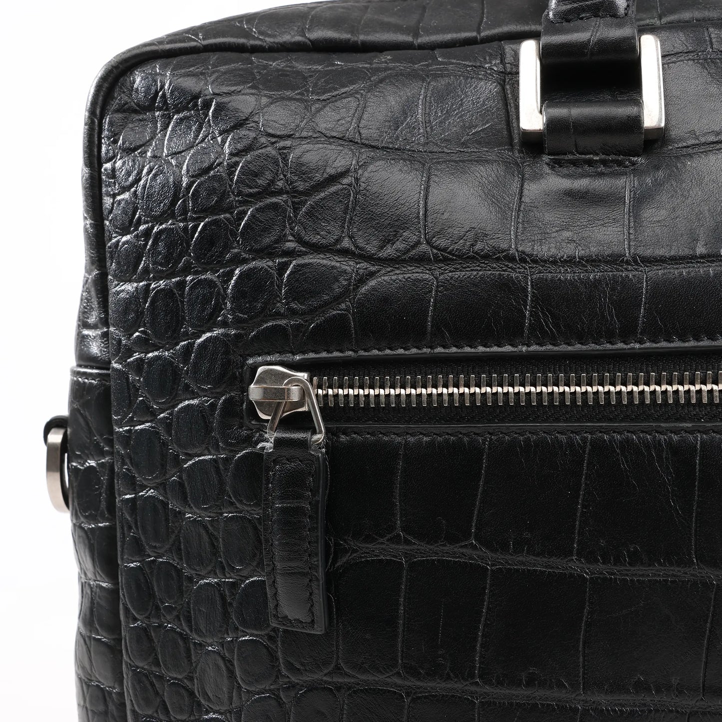 Saint Laurent Paris Sac de Jules Mock Croc Handbag in Black 480586