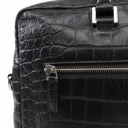 Saint Laurent Paris Sac de Jules Mock Croc Handbag in Black 480586