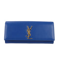 Saint Laurent Paris Kate Monogramme Smooth Leather Clutch in Blue Majorelle