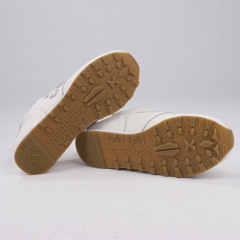 Sangacio x JEAN MICHEL BASQUIAT Leather Sneakers in White, Size 42 EU