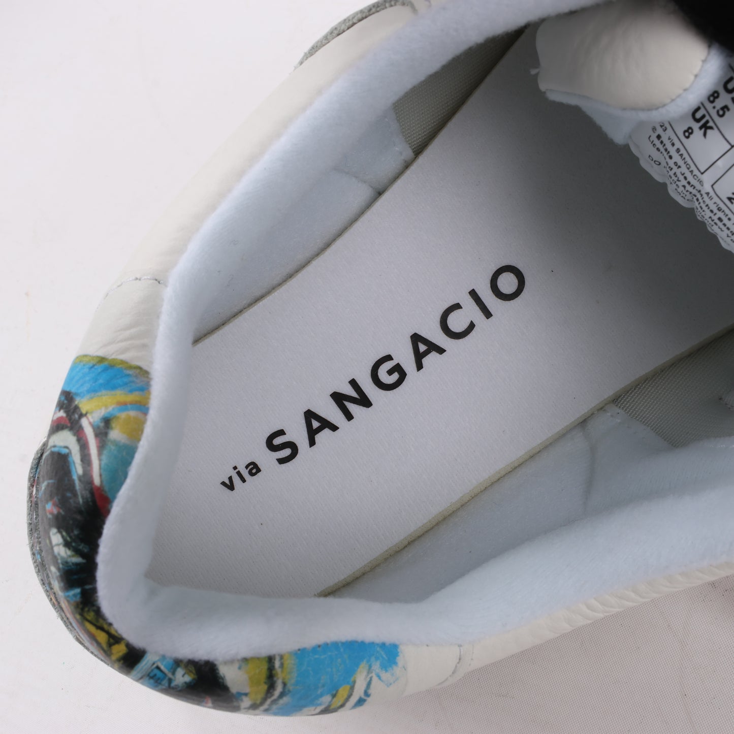 Sangacio x JEAN MICHEL BASQUIAT Leather Sneakers in White, Size 42