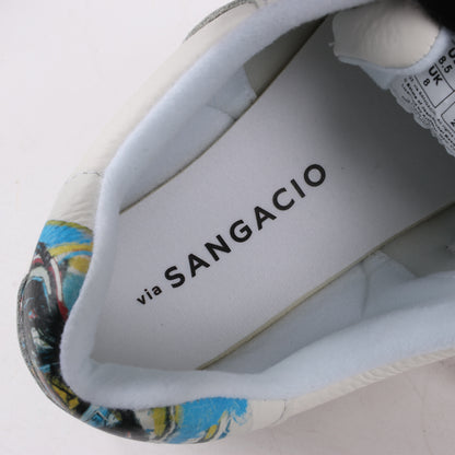 Sangacio x JEAN MICHEL BASQUIAT Leather Sneakers in White, Size 42