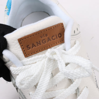 Sangacio x JEAN MICHEL BASQUIAT Leather Sneakers in White, Size 42