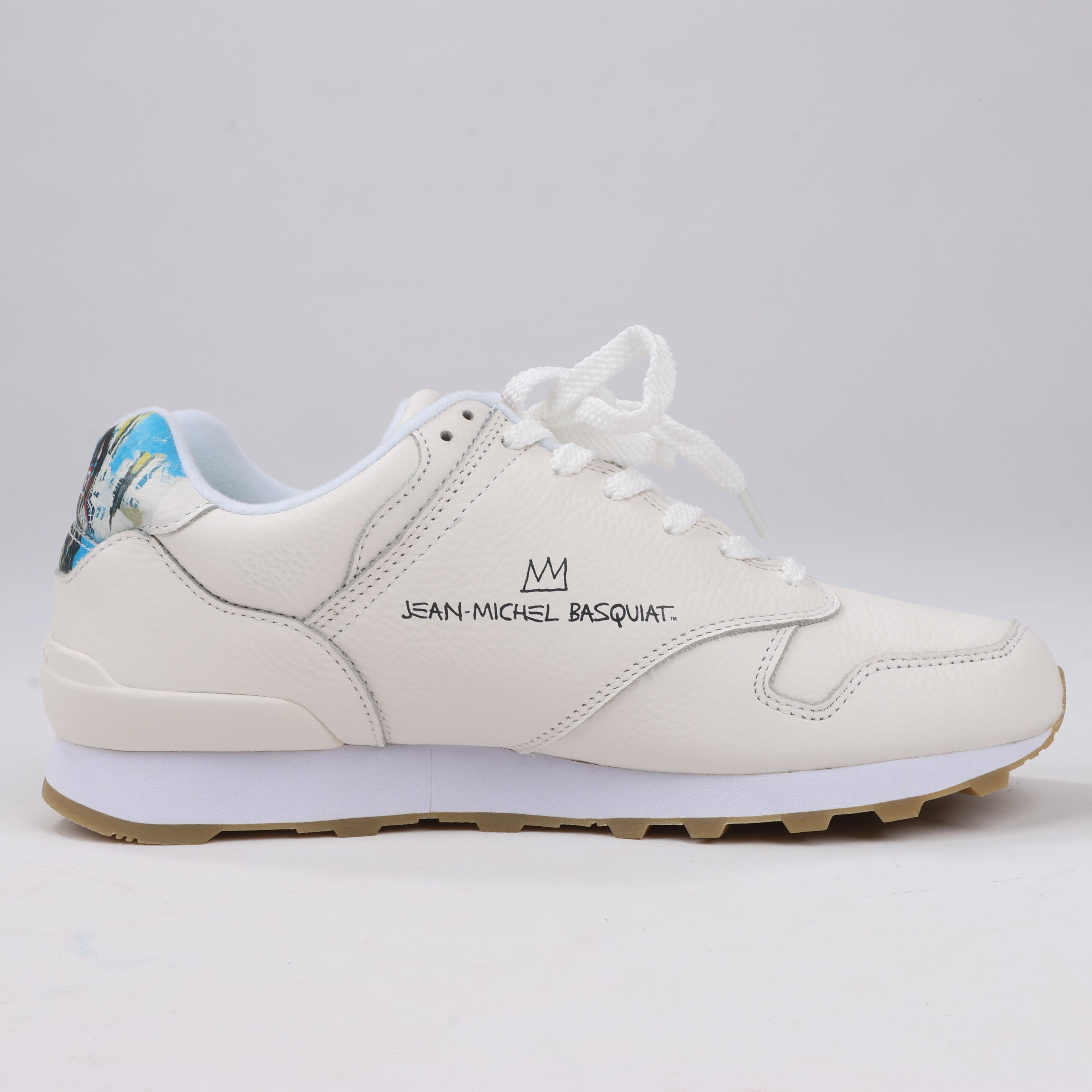 Sangacio x JEAN MICHEL BASQUIAT Leather Sneakers in White, Size 42 EU