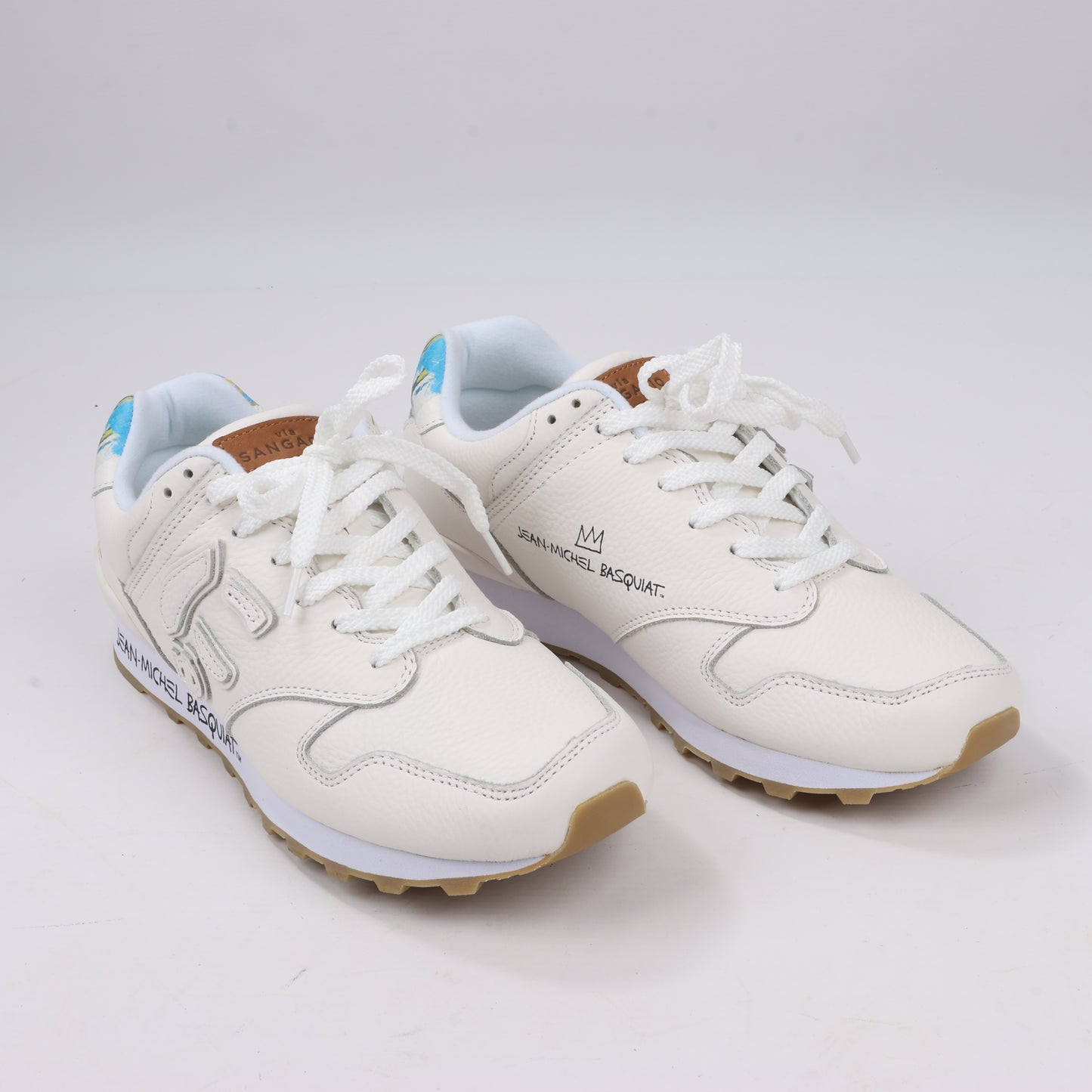 Sangacio x JEAN MICHEL BASQUIAT Leather Sneakers in White, Size 42
