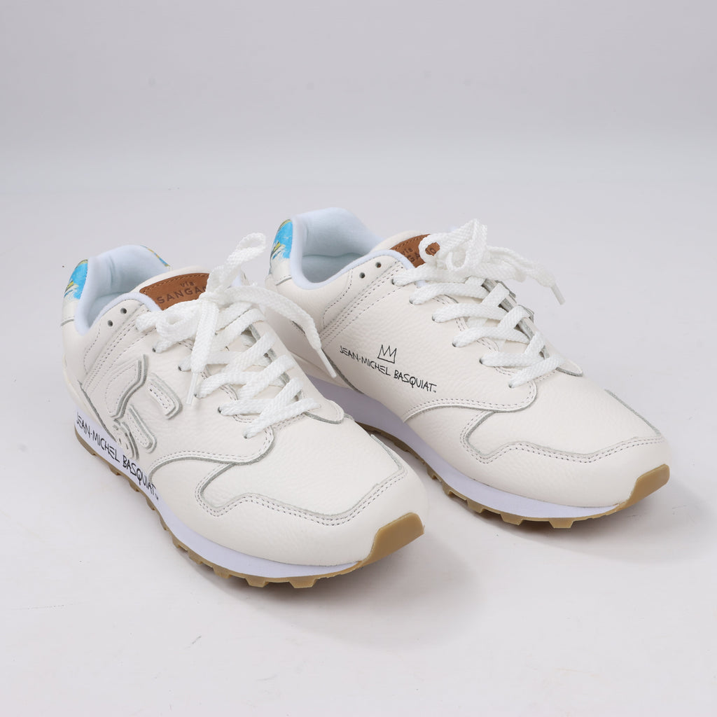 Sangacio x JEAN MICHEL BASQUIAT Leather Sneakers in White, Size 42 EU