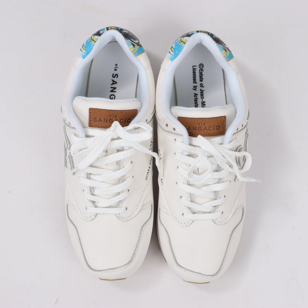 Sangacio x JEAN MICHEL BASQUIAT Leather Sneakers in White, Size 42 EU