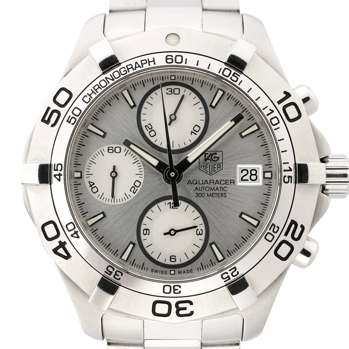 Reloj TAG Heuer Carrera Calibre 7 Twin time WAR2011.BA0723 WEC0228 SS AT con esfera plateada