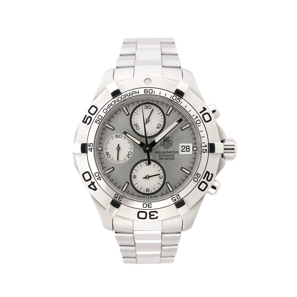 Reloj TAG Heuer Carrera Calibre 7 Twin time WAR2011.BA0723 WEC0228 SS AT con esfera plateada