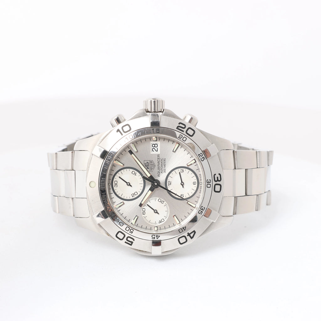 Reloj TAG Heuer Carrera Calibre 7 Twin time WAR2011.BA0723 WEC0228 SS AT con esfera plateada