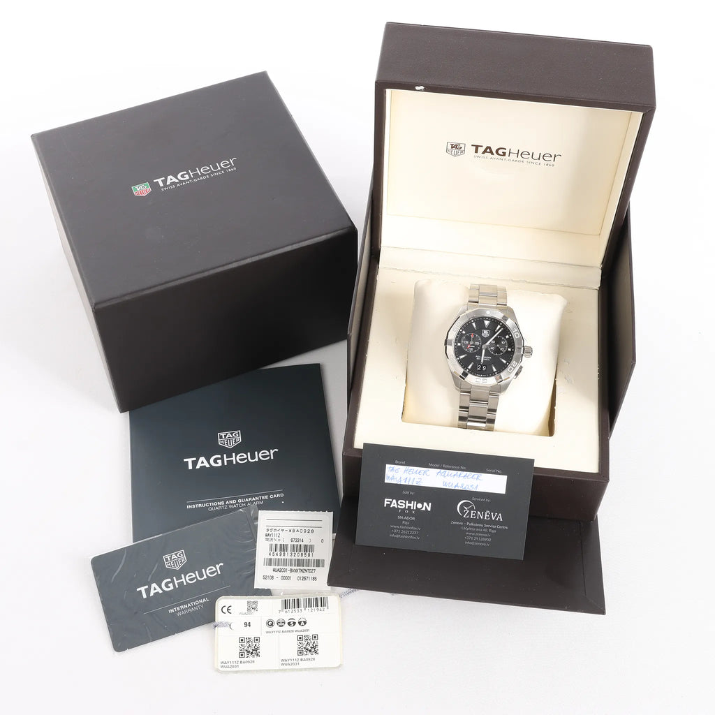 TAG Heuer Aquaracer WAY111Z WUA2031 SS QZ Watch with Black Dial