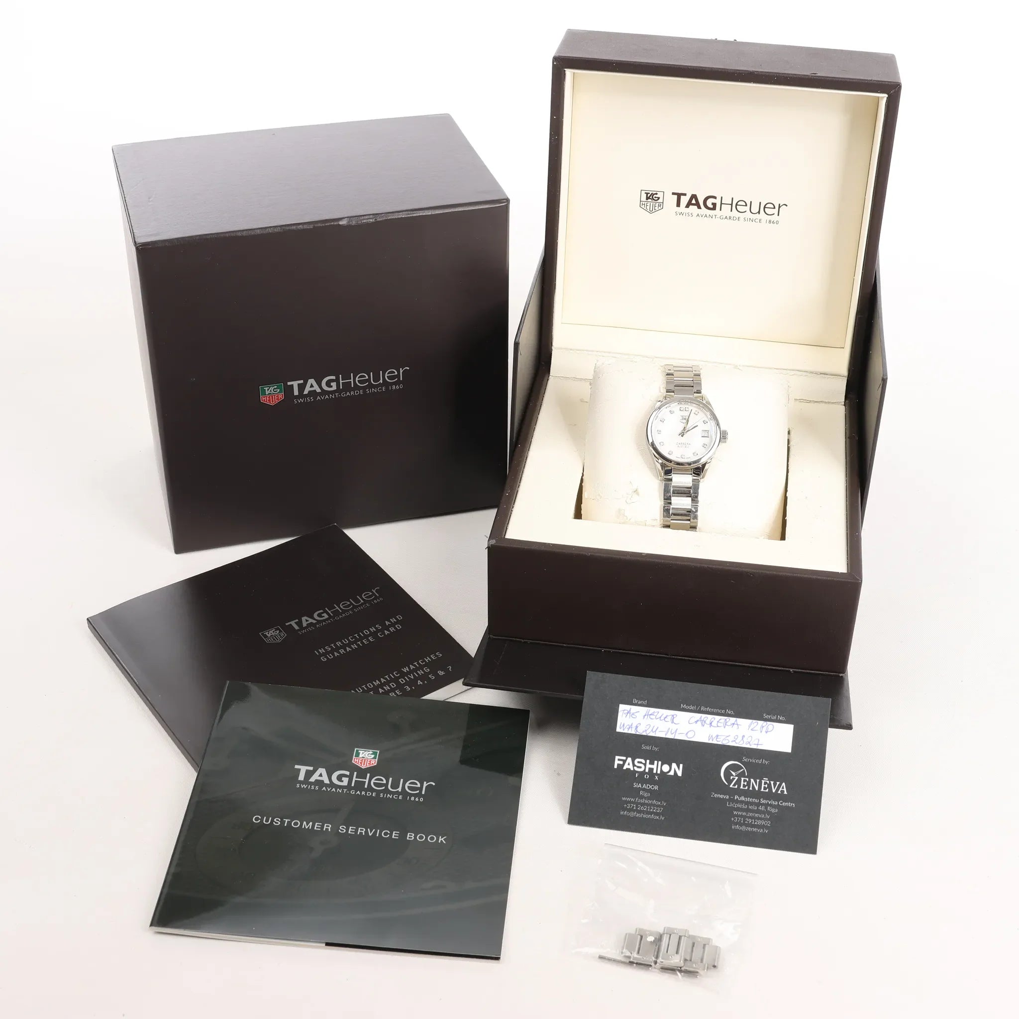 TAG Heuer Carrera 12PD WAR2414 WEG2827 SS AT Watch with White Dial