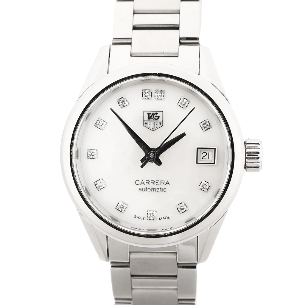 TAG Heuer Carrera 12PD WAR2414 WEG2827 SS AT Watch with White Dial
