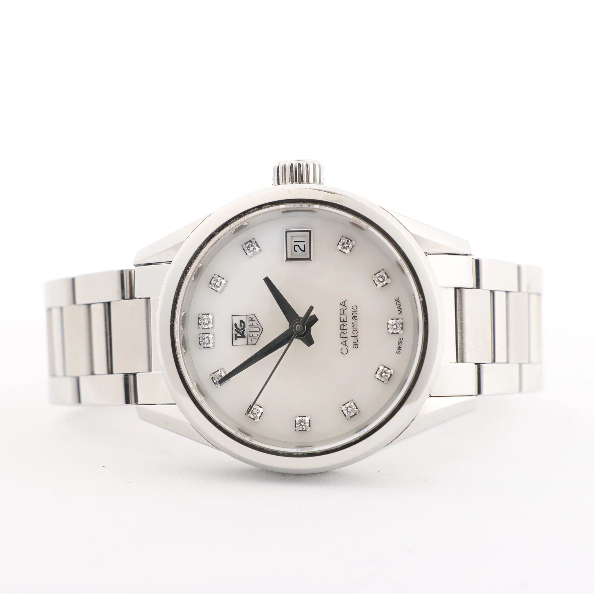 TAG Heuer Carrera 12PD WAR2414 WEG2827 SS AT Watch with White Dial