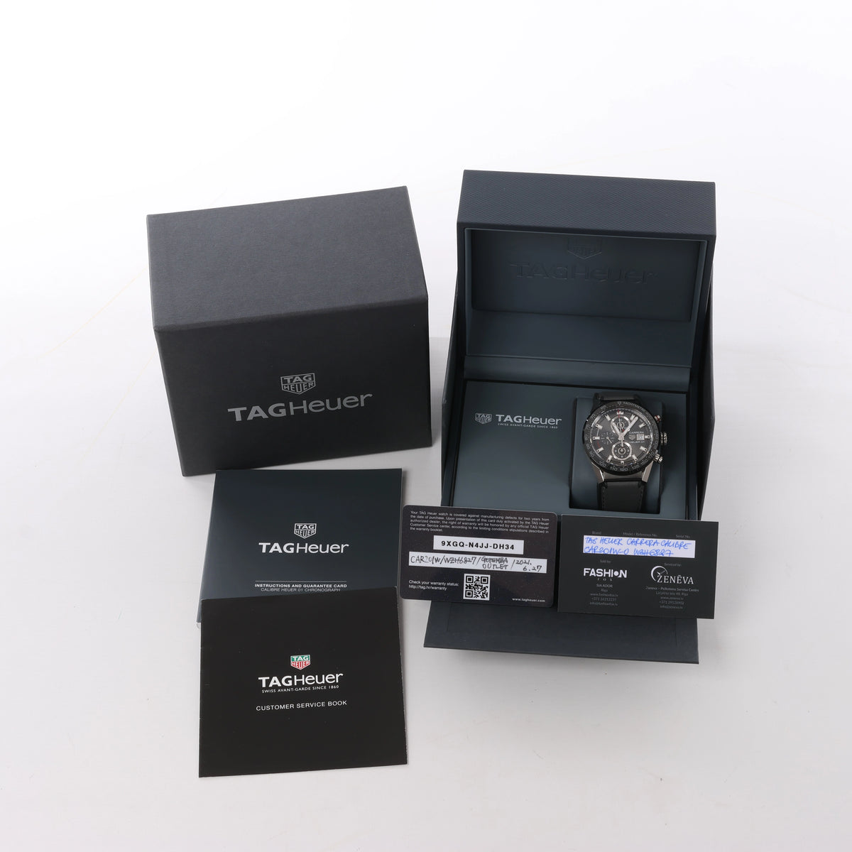 TAG Heuer Carrera Calibre HEUER 01 WZH6827 CAR201W-0 SS & Leather AT Gray-Face