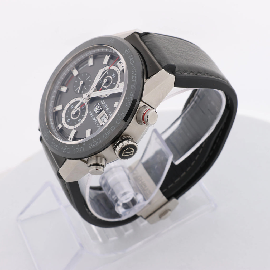 TAG Heuer Carrera Calibre HEUER 01 WZH6827 CAR201W-0 SS & Leather AT Gray-Face