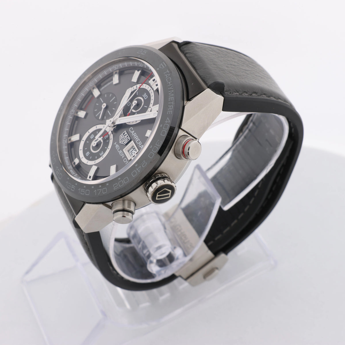 TAG Heuer Carrera Calibre HEUER 01 WZH6827 CAR201W-0 SS & Leather AT Gray-Face
