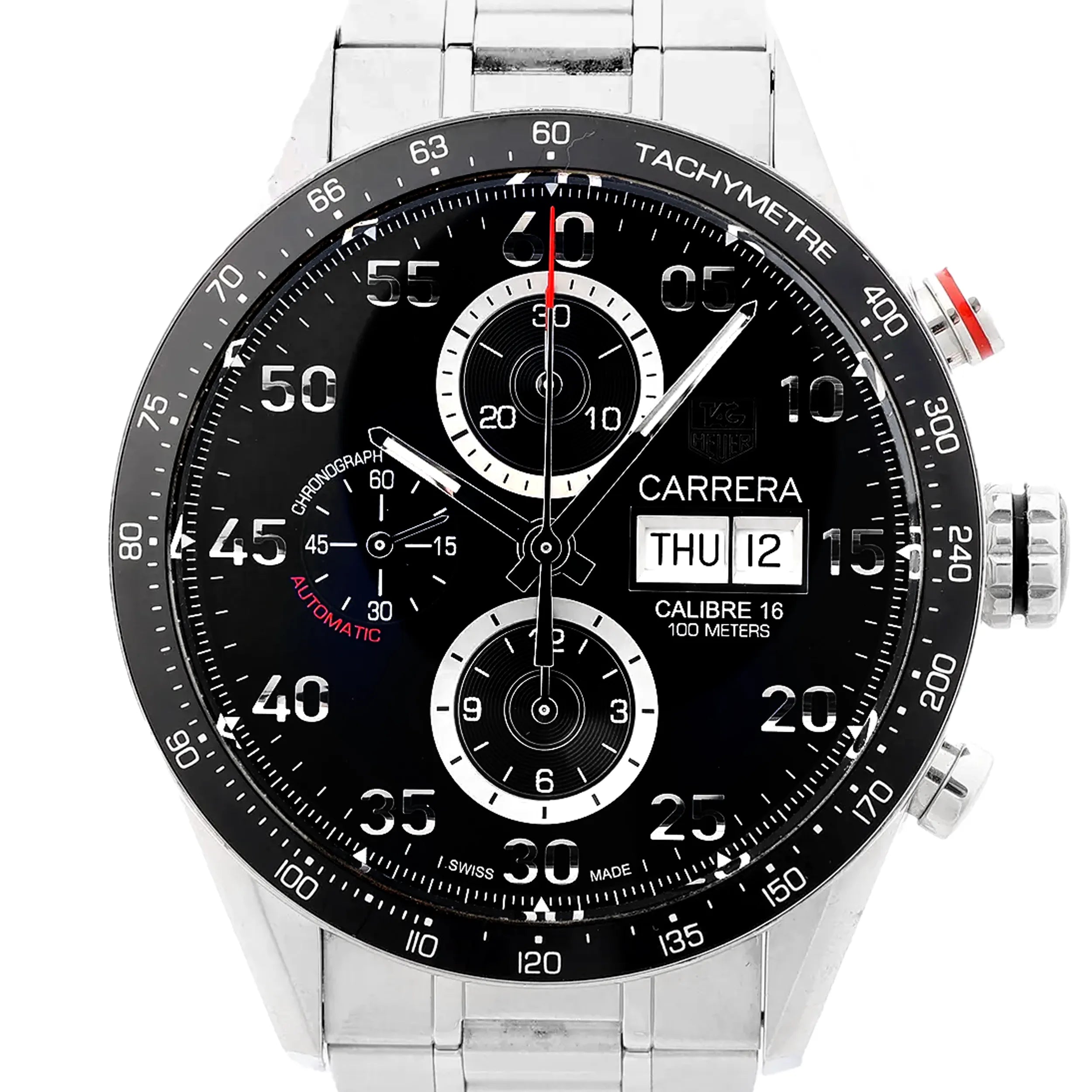 TAG Heuer Carrera Calibre 16 CV2A10.BA0796 RPM4267 SS AT Watch with Black Dial