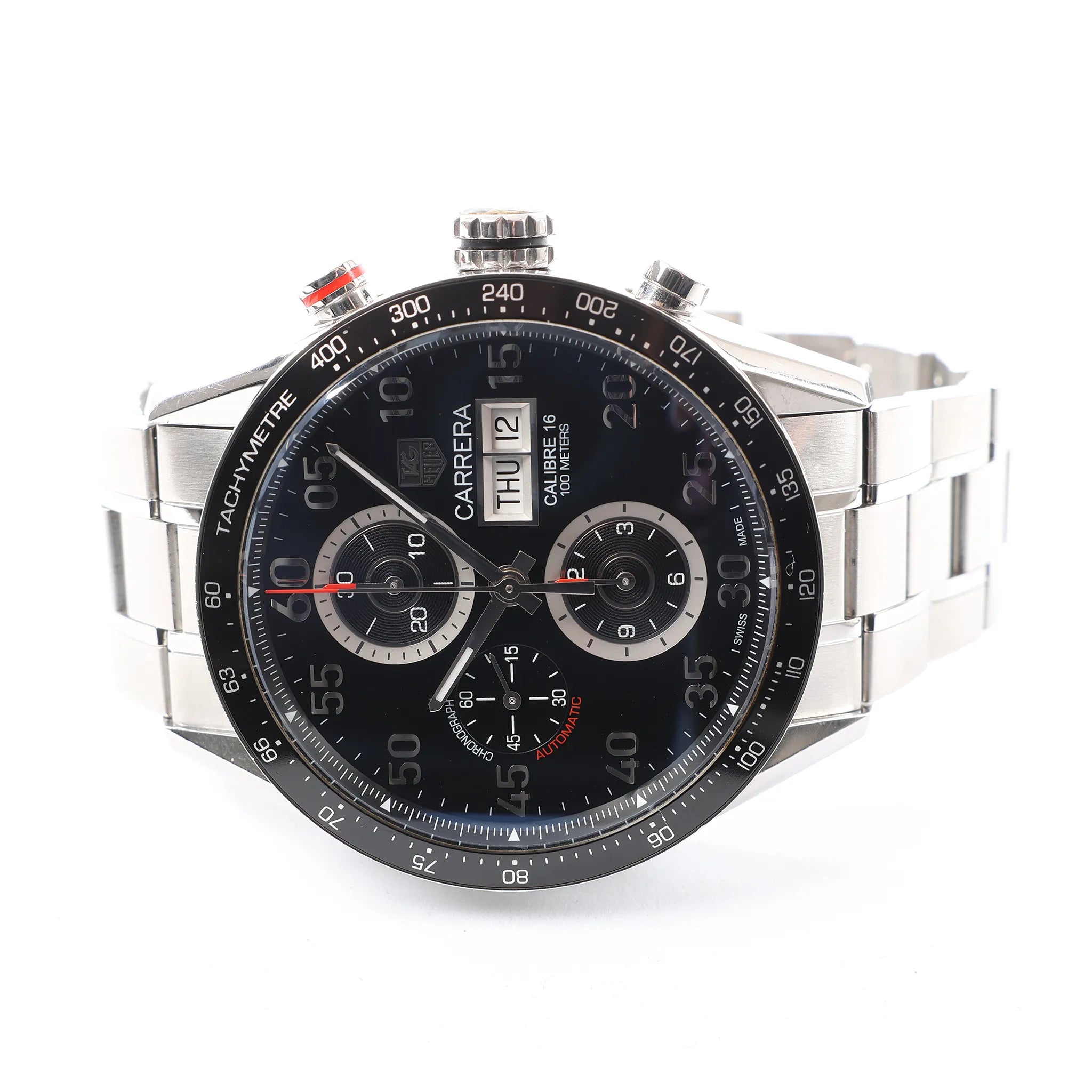 TAG Heuer Carrera Calibre 16 CV2A10.BA0796 RPM4267 SS AT Watch with Black Dial