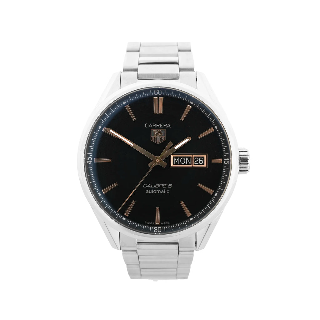 TAG Heuer Carrera Calibre 5 WAR201C-1 WMF4244 SS AT Watch with Black Dial