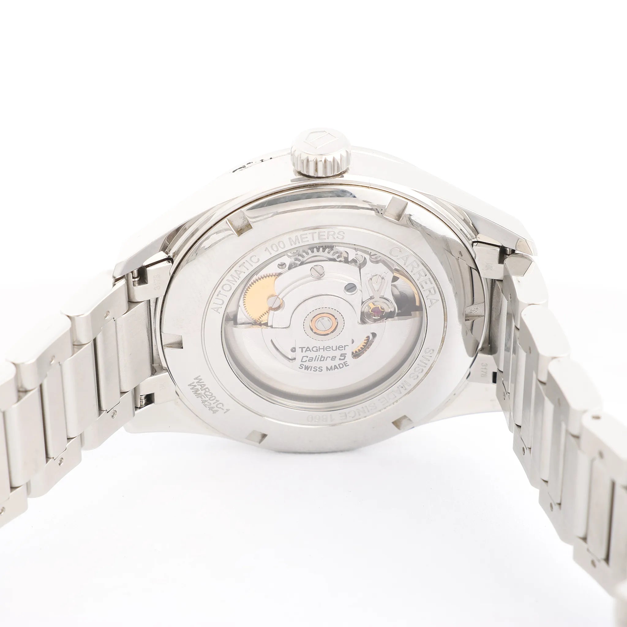 TAG Heuer Carrera Calibre 5 WAR201C-1 WMF4244 SS AT Watch with Black Dial