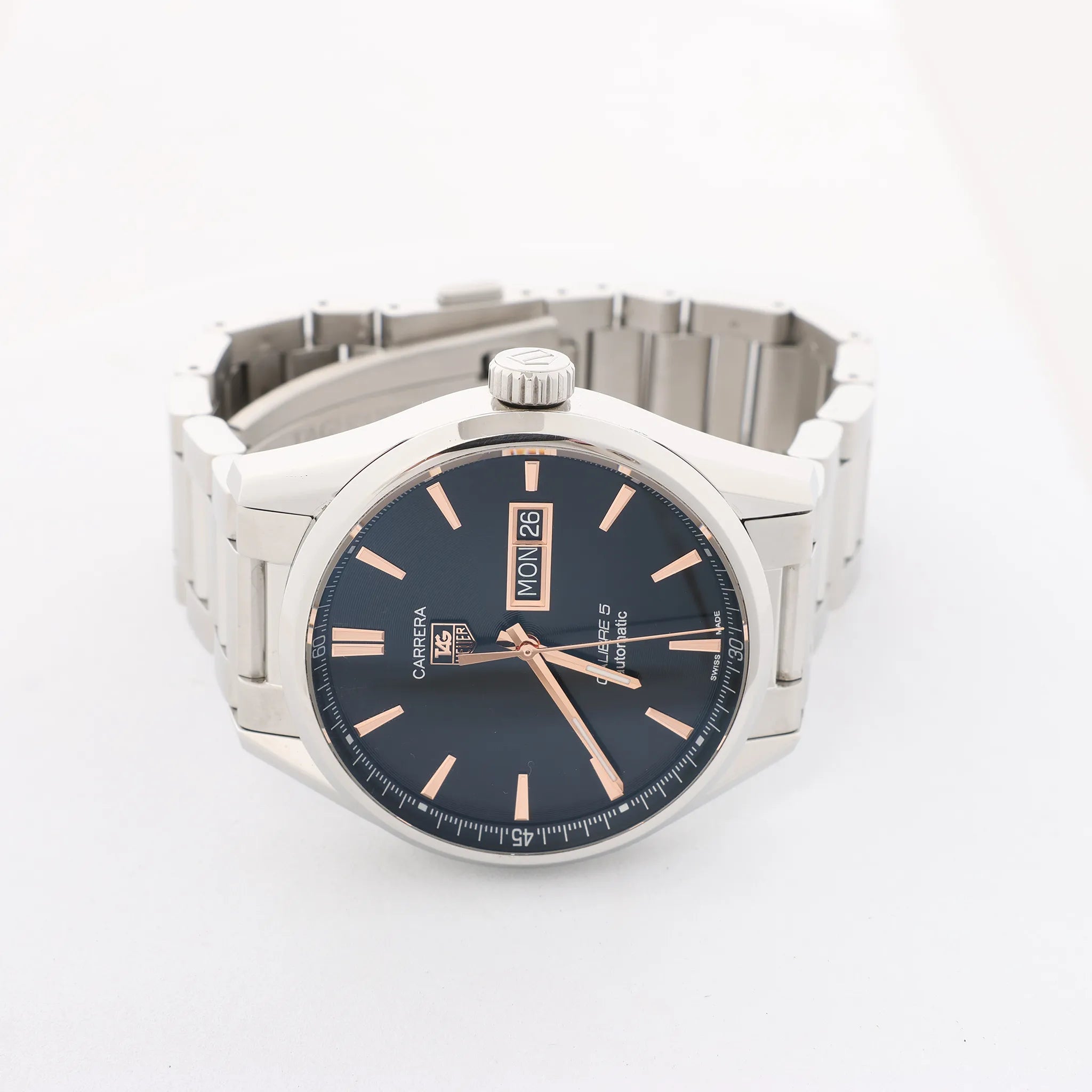 TAG Heuer Carrera Calibre 5 WAR201C-1 WMF4244 SS AT Watch with Black Dial
