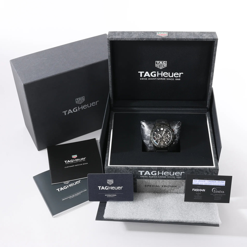 TAG Heuer Carrera Calibre Heuer 02 CBG2A91.FT6173 RTS7665 Carbon SS & Rubber AT Watch with Black Skeleton Dial