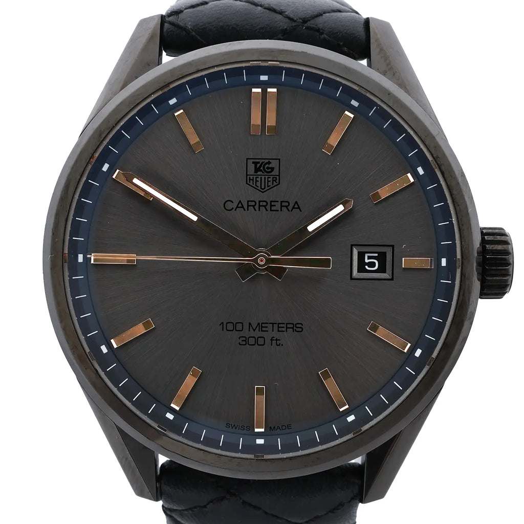 TAG Heuer Carrera Delevingne Editions WAR101A WWM4561 SS x Leather QZ Watch with Gray Dial