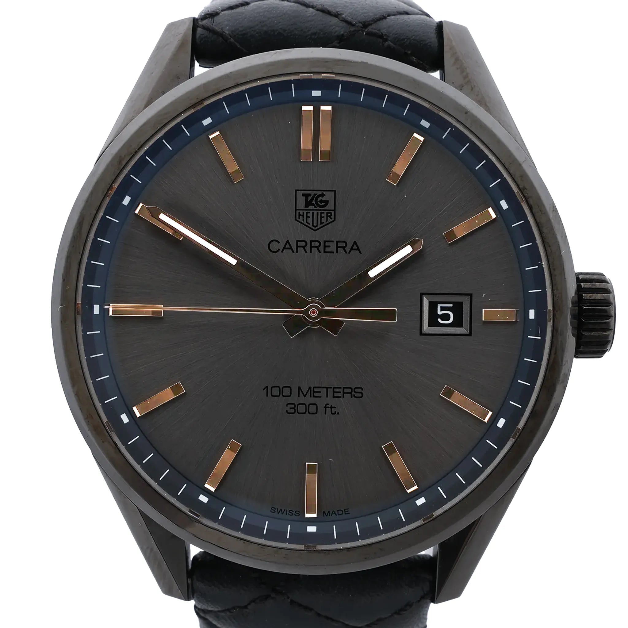 TAG Heuer Carrera Delevingne Editions WAR101A WWM4561 SS x Leather QZ Watch with Gray Dial