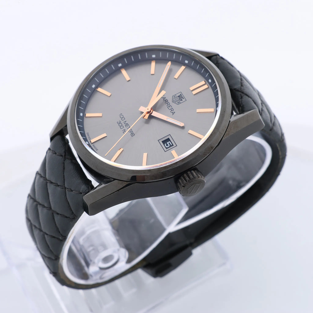 TAG Heuer Carrera Delevingne Editions WAR101A WWM4561 SS x Leather QZ Watch with Gray Dial
