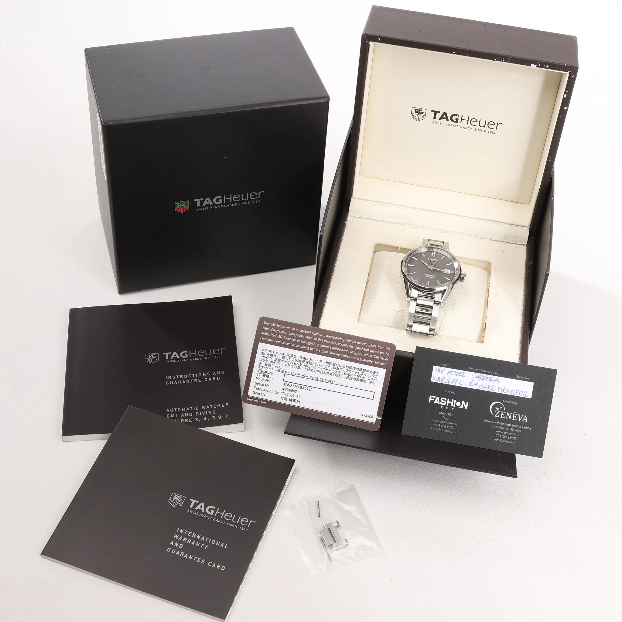 TAG Heuer Carrera WAR211C.BA0782 WEX0802 SS AT Watch with Gray Dial