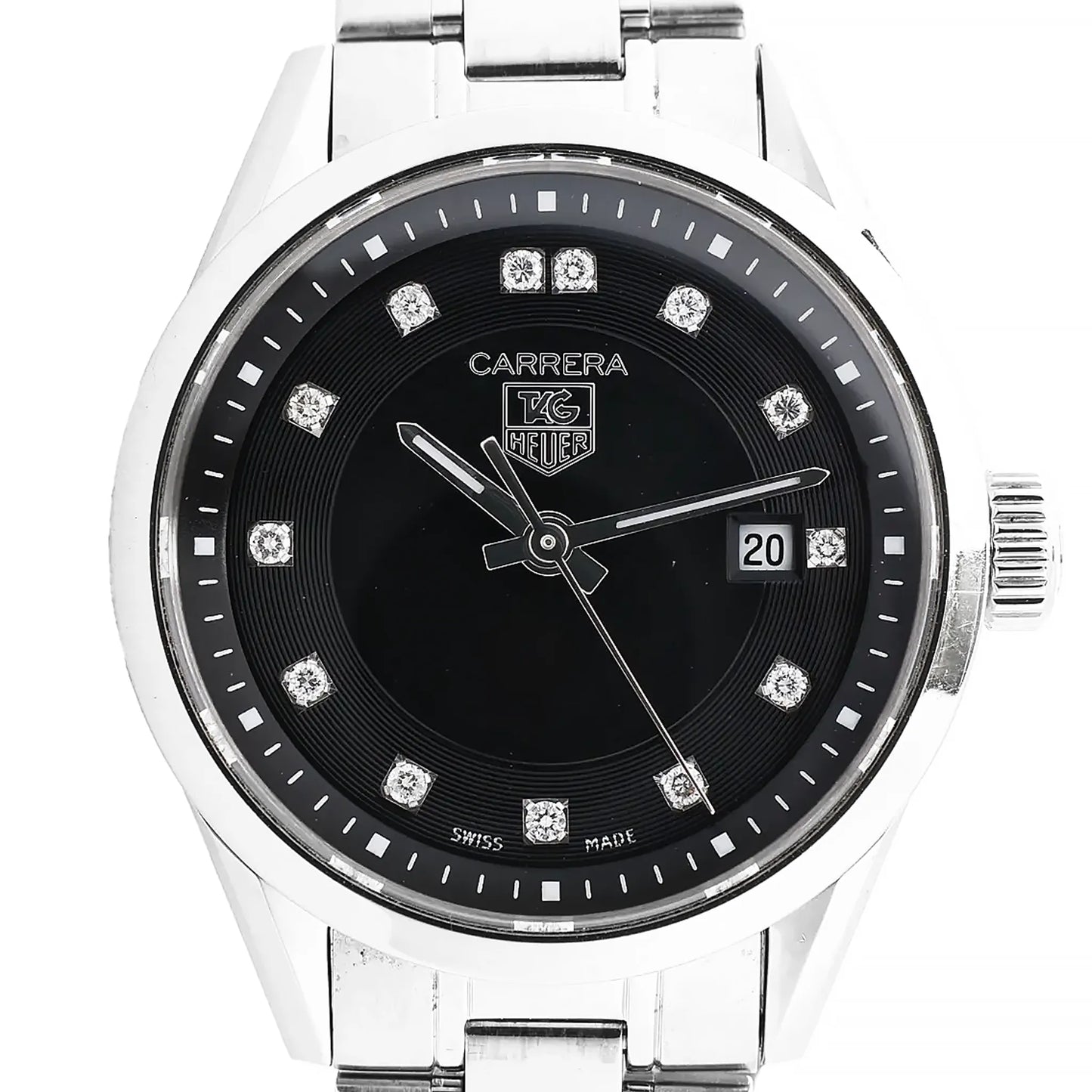 TAG Heuer Carrera WV1410 RUP0239 SS QZ Uhr mit schwarzem Zifferblatt