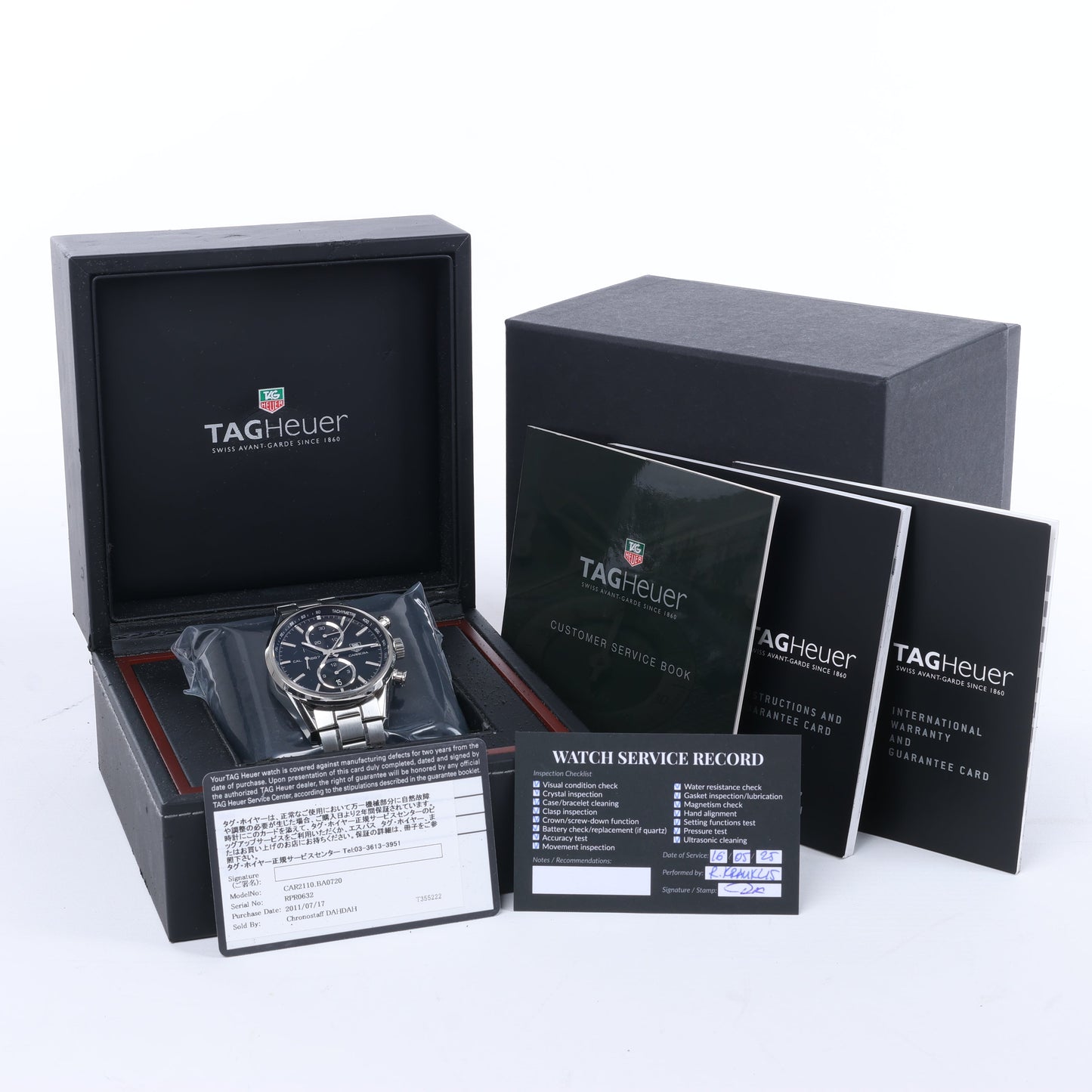 TAG Heuer Carrera Calibre 1887 Chronograph CAR2110.BA0720 RPR0632 SS AT Black Dial Watch