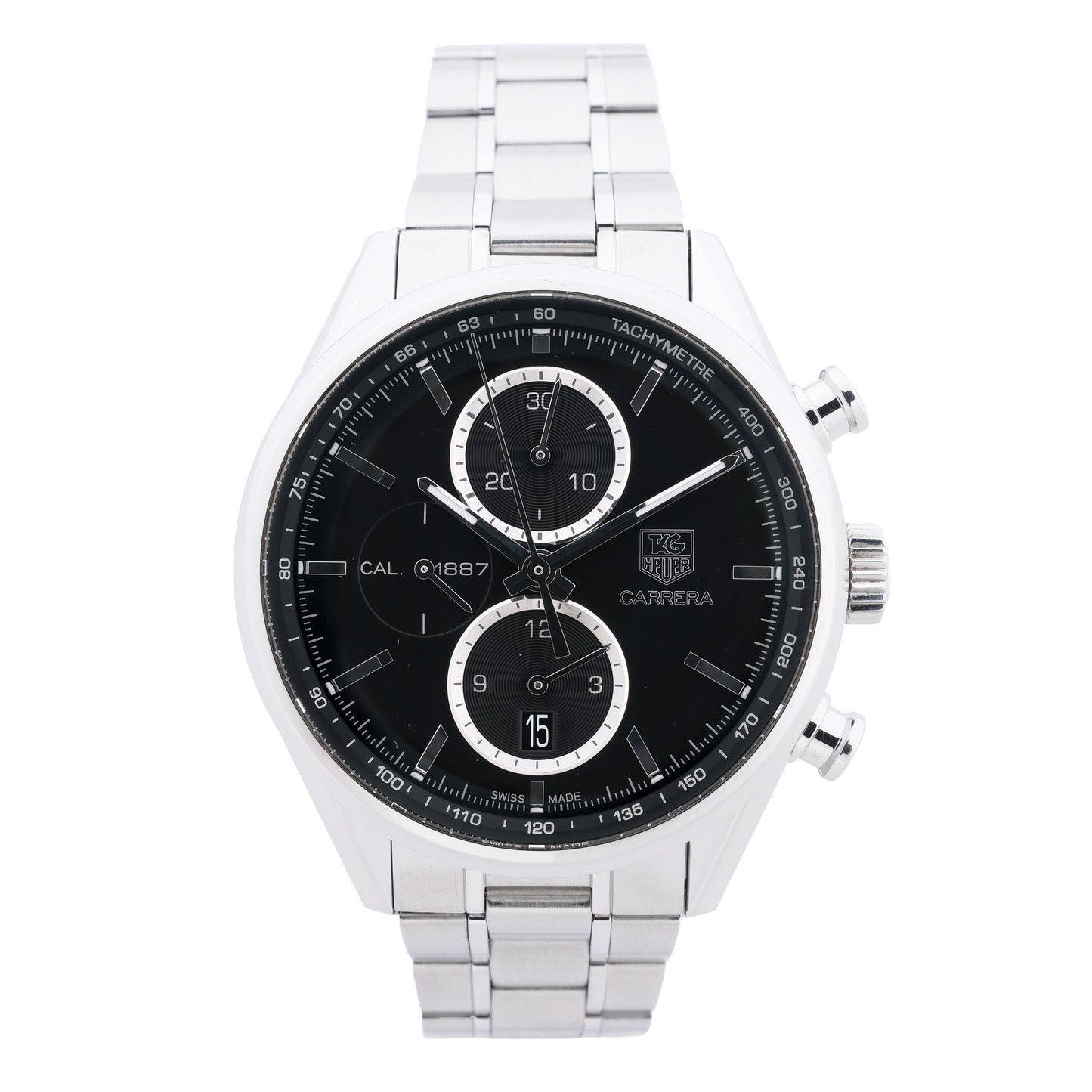 TAG Heuer Carrera Calibre 1887 Chronograph CAR2110.BA0720 RPR0632 SS AT Black Dial Watch