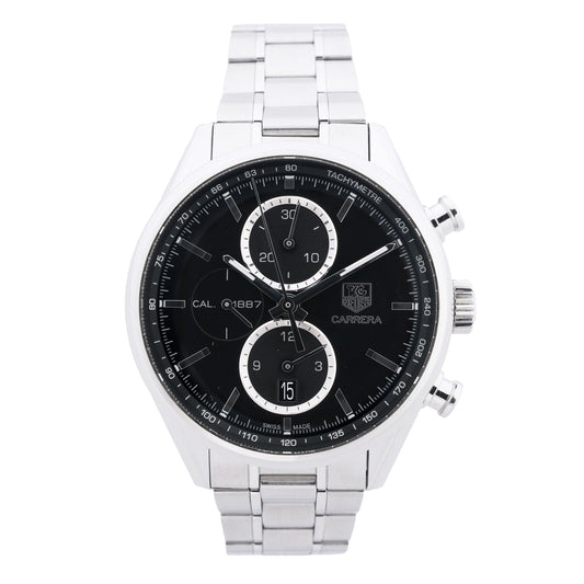 TAG Heuer Carrera Calibre 1887 Chronograph CAR2110.BA0720 RPR0632 SS AT Black Dial Watch