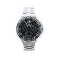 TAG Heuer Formula 1 CAU1115 quartz chronograph watch with grey dial, black tachymeter bezel, date display, three subdials and stainless steel bracelet.