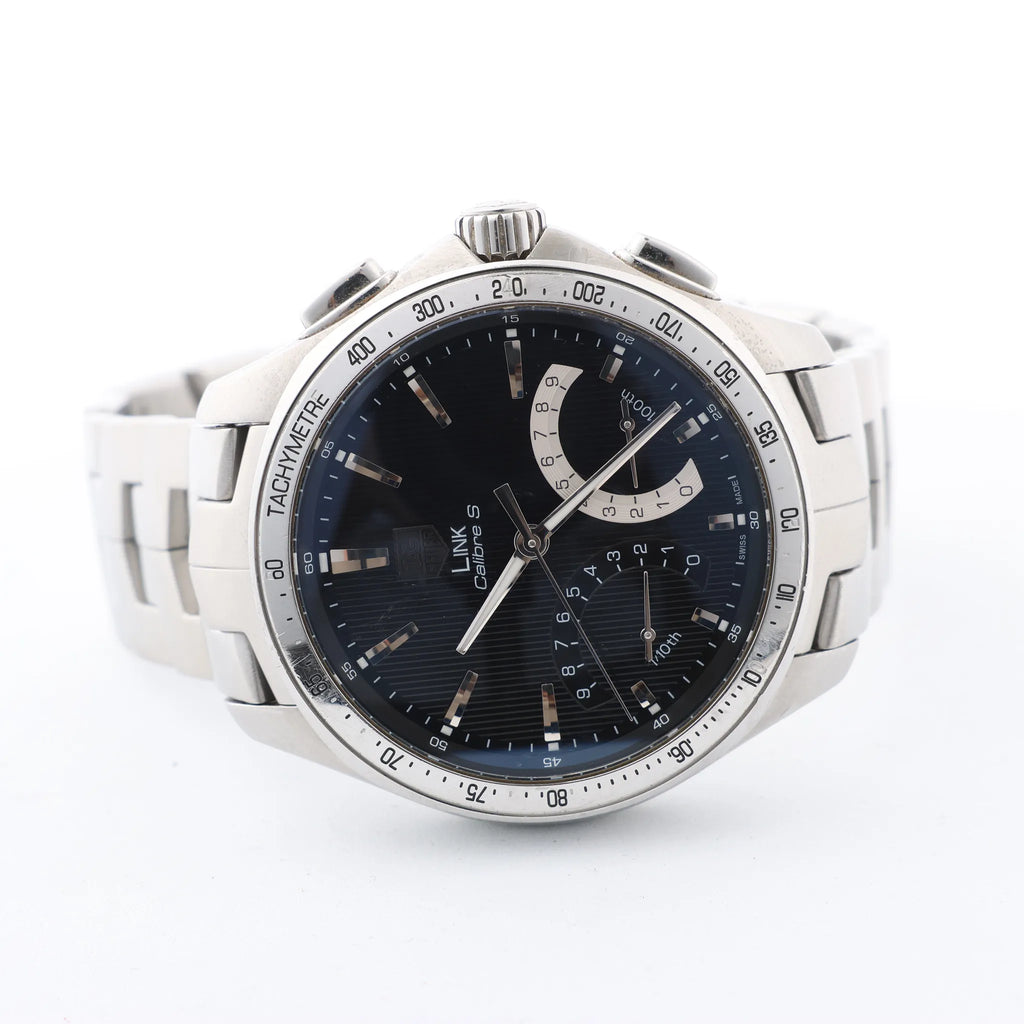 TAG Heuer Link Calibre S  CAT7010 RZP4293 SS QZ Black Dial Watch