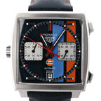 TAG Heuer Monaco Gulf Special Edition CAW211R.FC6401 WMY9310 SS x Leather AT Watch with Blue Dial