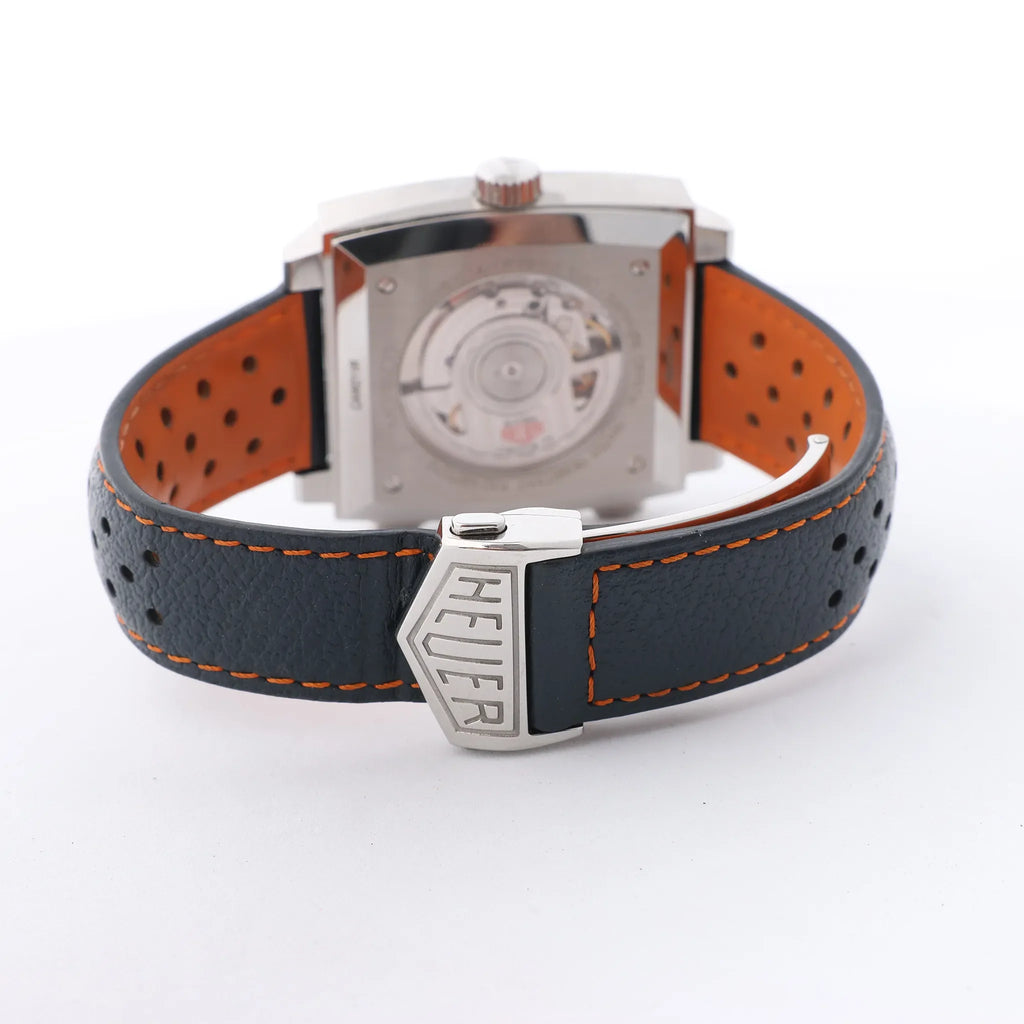 TAG Heuer Monaco Gulf Special Edition CAW211R.FC6401 WMY9310 SS x Leather AT Watch with Blue Dial