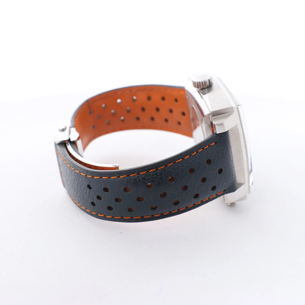 TAG Heuer Monaco Gulf Special Edition CAW211R.FC6401 WMY9310 SS x Leather AT Watch with Blue Dial
